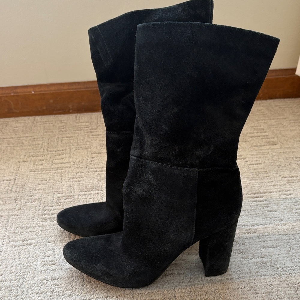 Modcloth Black Suede Heeled Boots